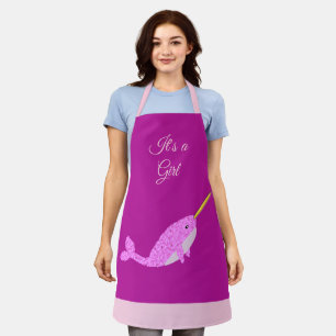 Tablier Joli bébé rose fille Narwhal Personnalisé