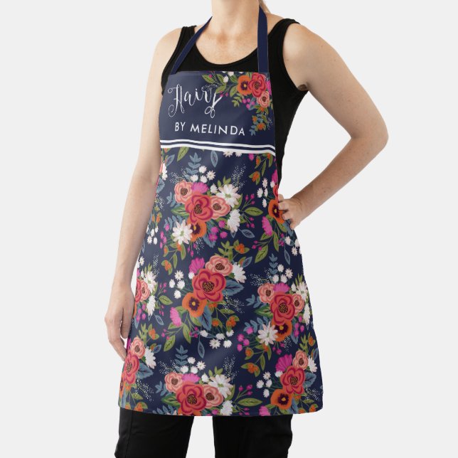 Tablier Joli Boho Floral Motif Cheveux Par Nom (Insitu)