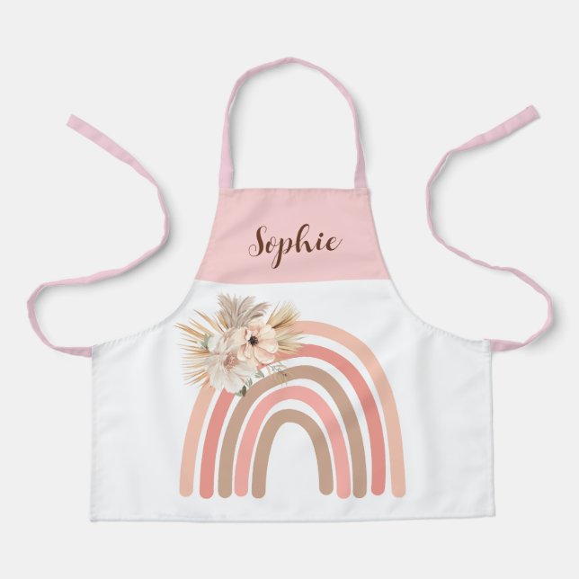Tablier Joli Boho rose Arc-en-ciel filles tout-en-dessus I (Recto)