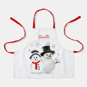 Tablier Joli bonhomme de neige de Noël personnalisé
