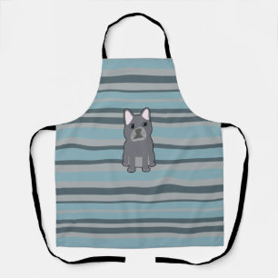 Tablier Joli Bouledogue Français rayé bleu