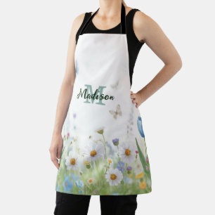 Tablier Joli bouquet de fleurs sauvages de printemps vert 