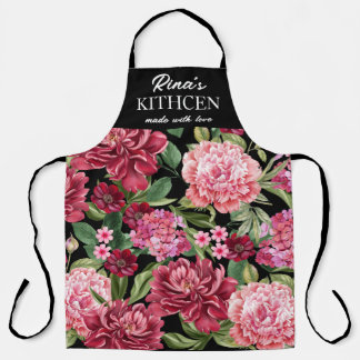 Tablier Joli cadeau d'hiver aux fleurs rouges et vertes