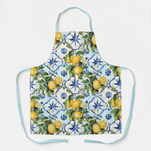 Tablier Joli Carreaux Talavera Tout-En-Tête Citrons Imprim