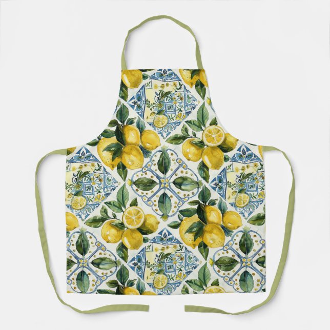 Tablier Joli Carrelage Talavera Tout-En Imprimer Citrons D (Recto)
