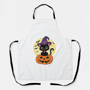 Tablier Joli Casquette Halloween Chat Noir Sorcière Citrou