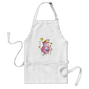 Tablier Joli Cochon Fantaisiste Buvant du Café