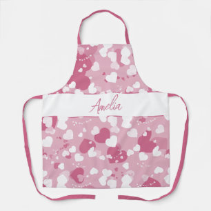 Tablier Joli Cœur d'Amour Rose Personnalisé