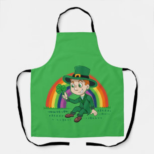 Tablier Joli dessin animé leprechaun avec shamrock et arc-