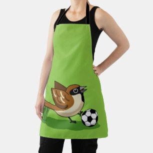 Tablier Joli Dessin De Caricature Sparrow Jouer Au Footbal