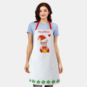 Tablier Joli elfe de Noël et décoration de feuille de baie