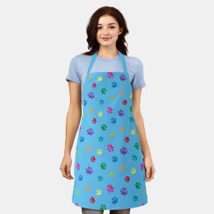 Tablier Joli Empreintes de pattes colorés Motif bleu