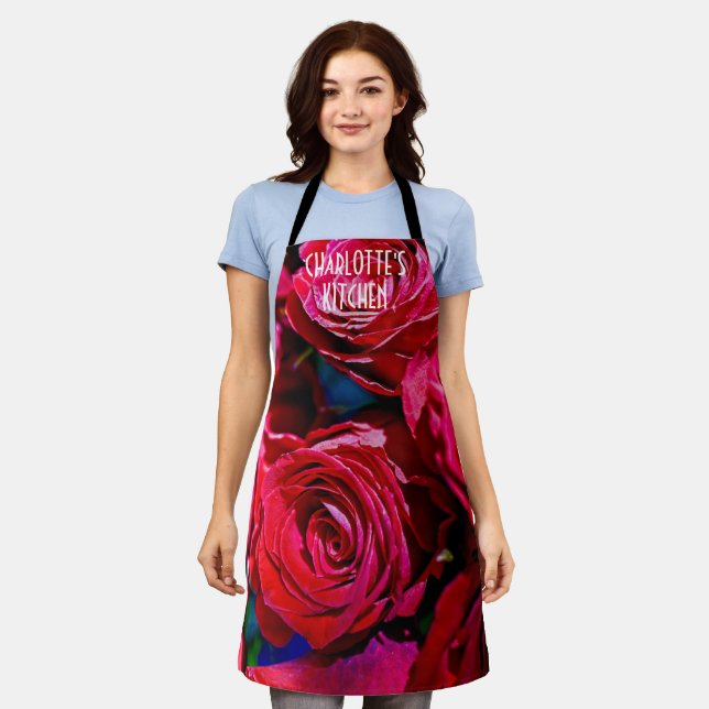 Tablier Joli Ensemble De Roses Rouges (Porté)