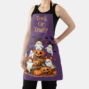 Tablier Joli Fantômes D'Halloween En Coquette Bows Et Citr