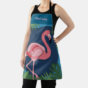 Tablier Joli Flamant rose rose avec nom