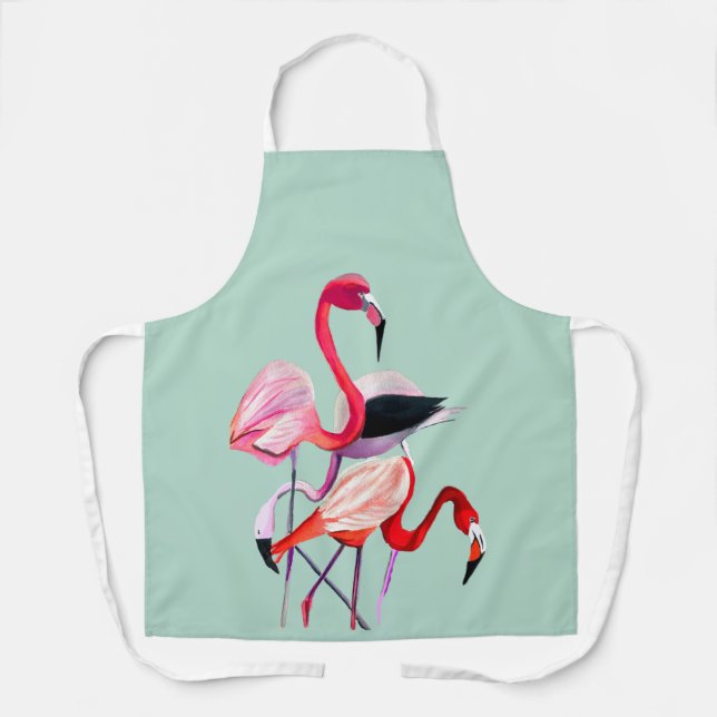 Tablier Joli flamant rose sur bleu (Recto)