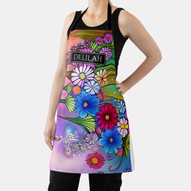 Tablier Joli Floral Chic Elegant Boho Flowers Nom (Insitu)