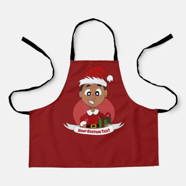 Tablier Joli garçon de Noël aux cheveux brun foncé (Recto)