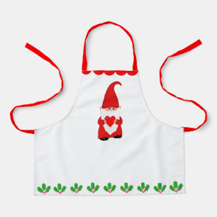 Tablier Joli gnome de Noël et décoration de feuille de bai