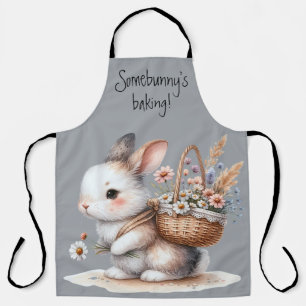 Tablier Joli lapin aux fleurs Aquarelle Art