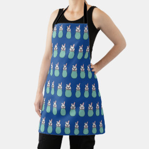 Tablier Joli lapin blanc tenant Motif d'oeufs de Pâques