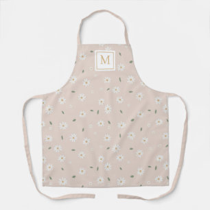 Tablier Joli monogramme floral de marguerites et de verdur