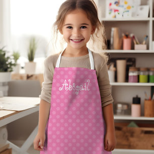 Tablier Joli motif à pois rose personnalisé amusant