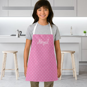 Tablier Joli motif à pois rose personnalisé amusant