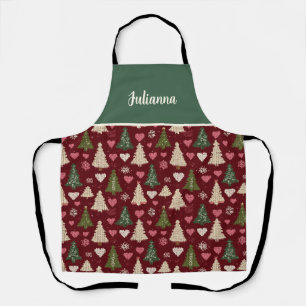 Tablier Joli motif d'arbre de Noël au tricot sur mesure