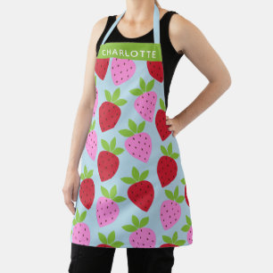 Tablier Joli motif de fraise rétro personnalisé