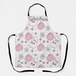 Tablier Joli motif d'Halloween de citrouille rose