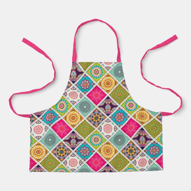 Tablier Joli motif en mosaïque rose (Recto)