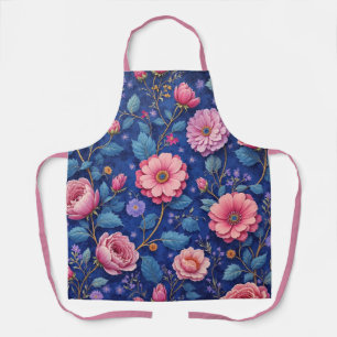 Tablier Joli motif floral rose