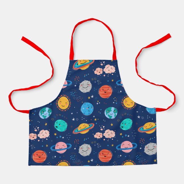 Tablier Joli Motif Planète Souriante (Recto)