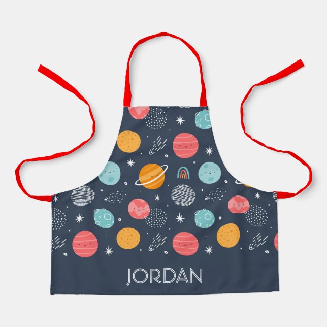 Tablier Joli Motif Planète Souriante (Recto)