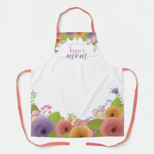 Tablier Joli Pastels Super Maman Fête des Mères Floral