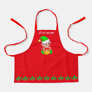 Tablier Joli petit lutin d'aide de Noël en rouge