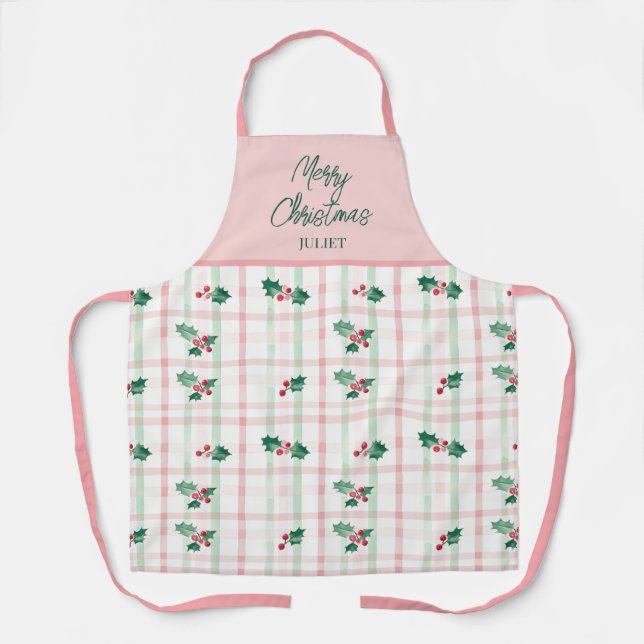 Tablier Joli Pink Green Retro Noël (Recto)