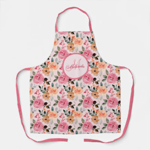 Tablier Joli Rose, Orange Tan Floral Monogramme