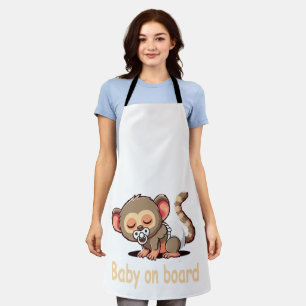 Tablier Joli Singe Dormant de Dessin Animé   Bébé à Bord d