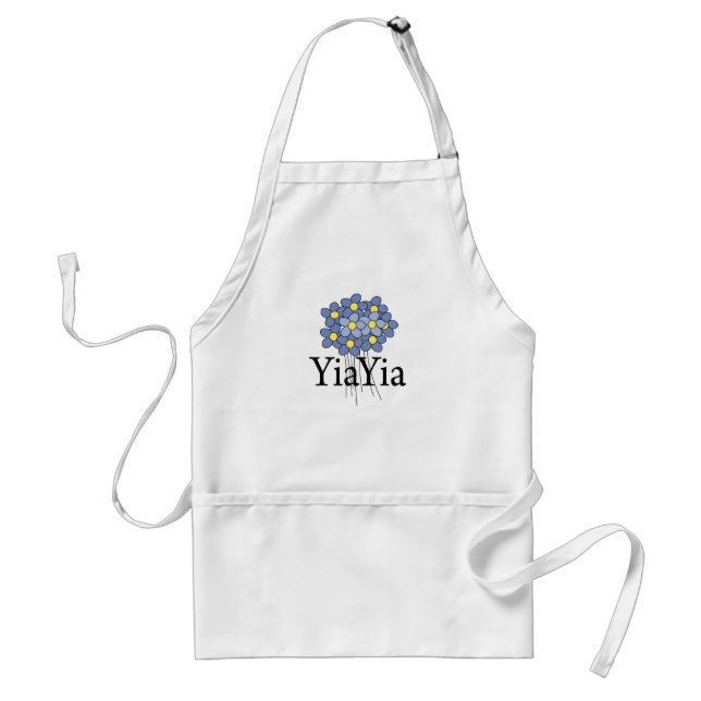 Tablier Joli T-shirt de fleurs bleues YiaYia (Devant)