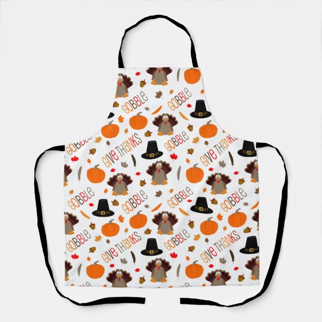 Tablier Joli Thanksgiving Motif Gobble Remercier (Recto)