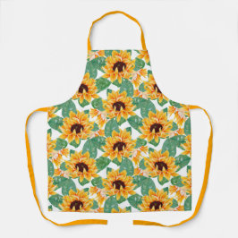 Tablier Joli tournesol Jaune et Motif vert