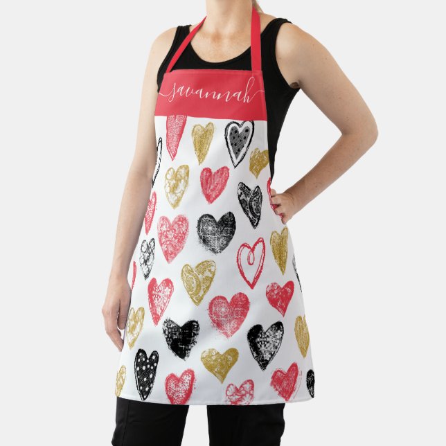 Tablier Joli Valentine Motif de coeur Monogram Apron (Insitu)