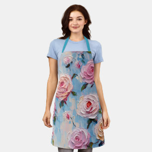 Tablier Jolie Aquarelle Pastel Fleurs Peintes