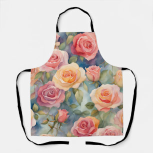 Tablier Jolie aquarelle Rose design floral