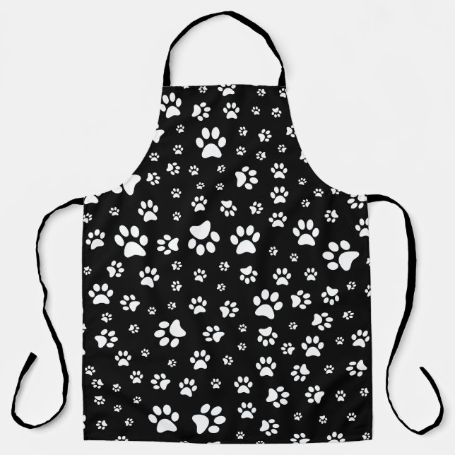 Tablier Jolie empreinte de patte noir et blanc (Recto)