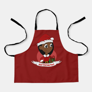 Tablier Jolie fille de Noël avec un casquette rouge - dess