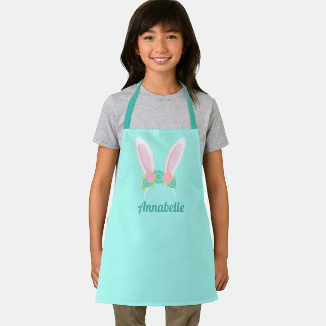 Tablier Jolie fille lapin de Pâques Turquoise Enfants pers (Insitu)