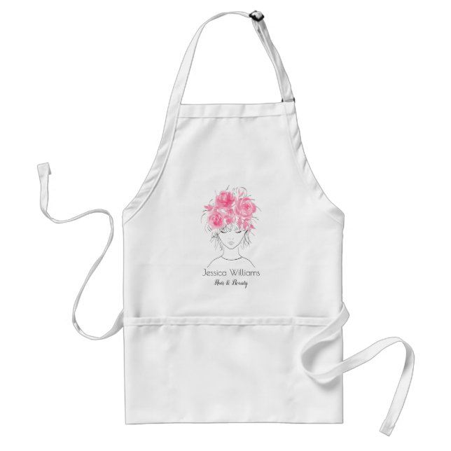 Tablier Jolie fille rose rose-Floral (Devant)
